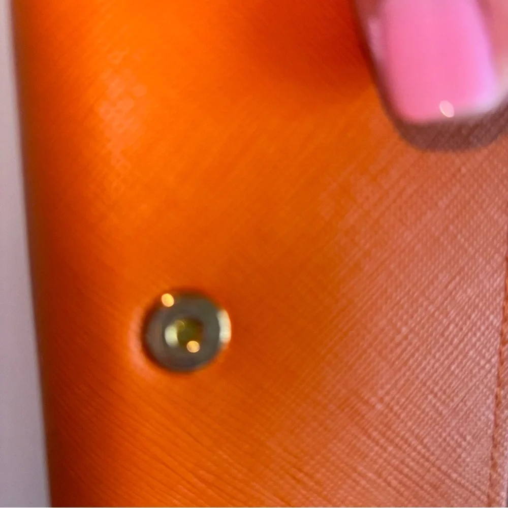 Tory Burch Triangle Eyeglass Case Orange Faux Leather